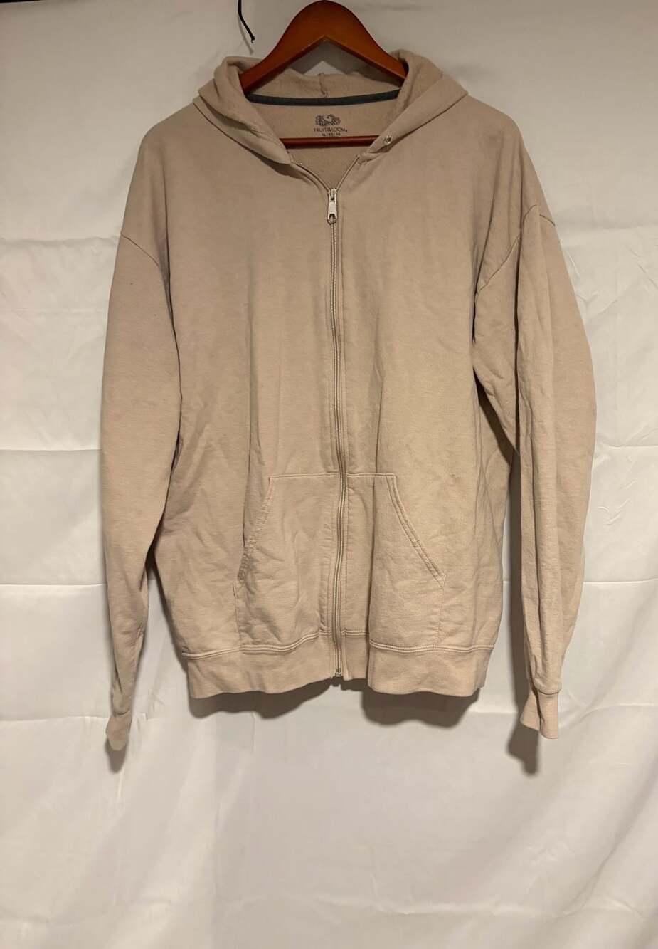 Fruit of the Loom Men's Full Zip Hooded Sweatshirt Tan Size XL
